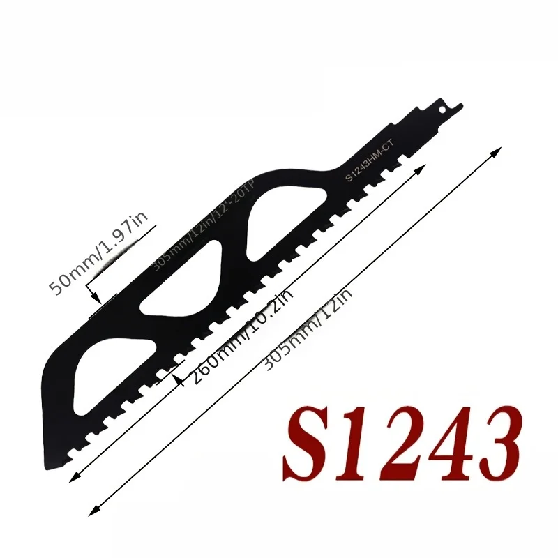 ‌3-Pc Carbide Reciprocating Saw Blades - Cuts Gas Blocks, Brick, Stone & Masonry - Heavy Duty for Power Saws‌