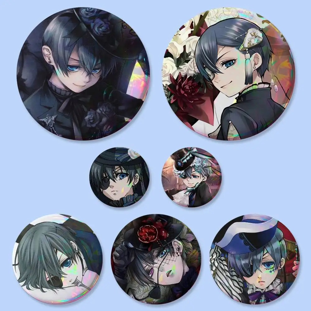 1pc Ciel Phantomhive Anime Characters Badges 25 32 44 58 75 Mm Round Cosplay Pin Bag Decor Fans Friends Gifts Brooch Souvenir