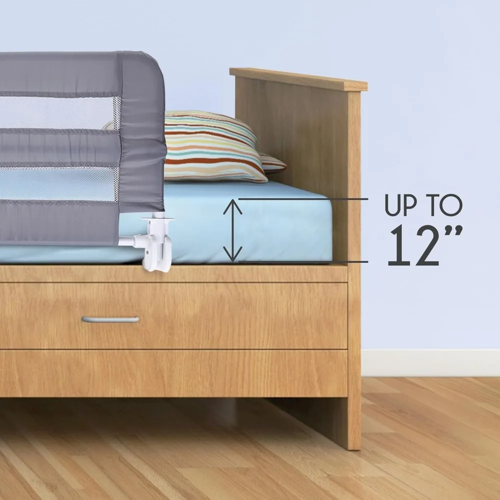واقي سرير الأطفال الصغار بطول 43.25 بوصة - يناسب مرتبة مزدوجة، كاملة، كوين مع نظام أمان مرساة
