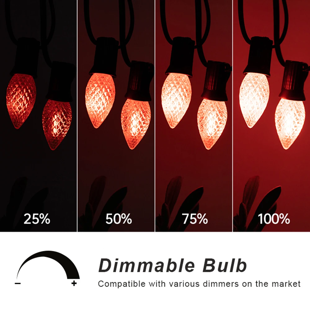 RGB 다채로운 C7 LED 교체 가능한 야간 전구, 크리스마스 트리 장식 스트링 조명용 비산 방지 촛불 전구, E12, 0.6W, 25 개