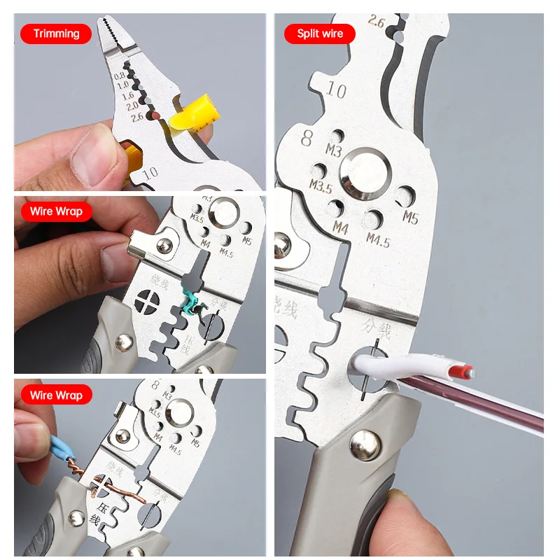 Elektricien Specifieke draadstriptang Multifunctionele opvouwbare tang voor bedrading Snijden Antislipstriptang