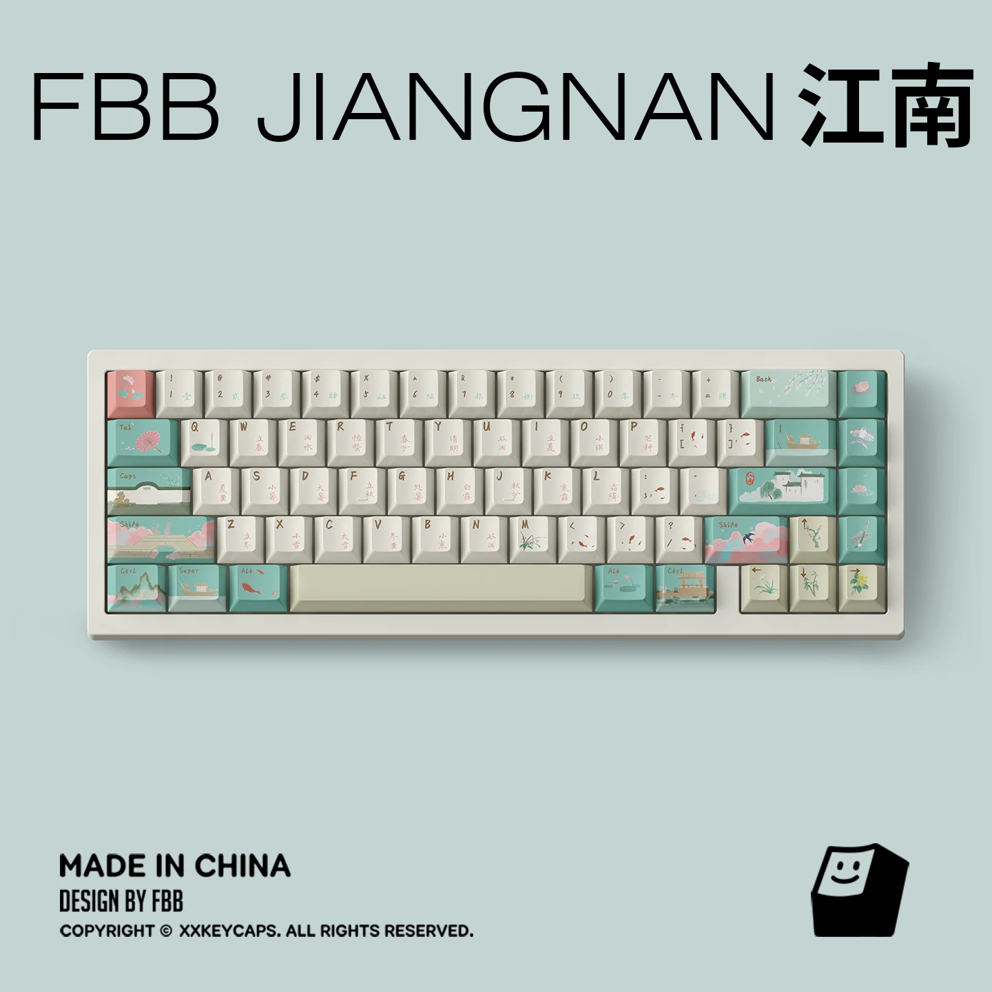 FBB أغطية المفاتيح الأصلية JiangNan مشهد صيني PBT التسامي 1.7 مللي متر لوحة المفاتيح الميكانيكية المخصصة Keycap هدية للأصدقاء