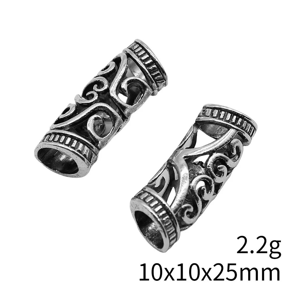 10Pcs Hollow Haar Vlecht Dreadlock Voor Sieraden Maken 10X10X25Mm Antiek Brons Kleur Sieraden Accessoires