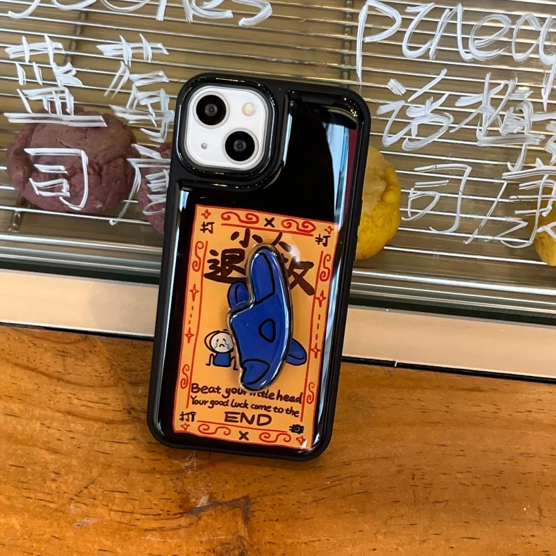 

Hong Kong Beat villain Slippers Phone Case for iPhone 13 14 15 16 Pro Max 16pro 15pro babouche Buffer shockproof Cover