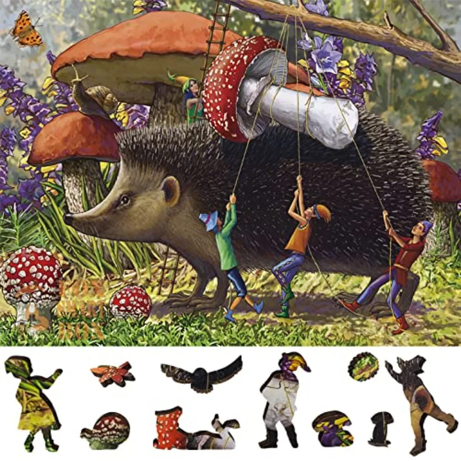 

Wooden Jigsaw Puzzle for Adults Uniquely Shaped Pieces Natural Wood Color Precision Laser-Cut, Eco-Friendly, Smooth Finish