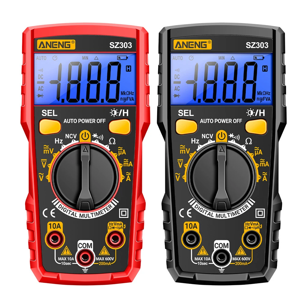 ANENG SZ303 Digital Multimeter Resistance Meter 1999 Counts Multimetro Auto-Ranging AC/DC Votage Current Ohm Tester