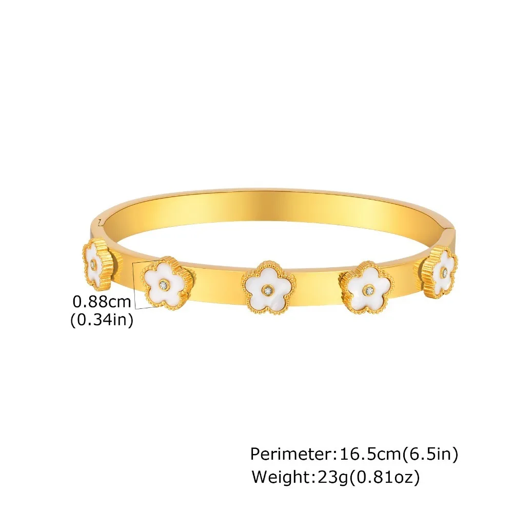 النمر شل الزهور الفولاذ المقاوم للصدأ سوار أساور للنساء مطلية بالذهب سحر اليد معصمه الأزياء والمجوهرات هدايا الحفلات #6