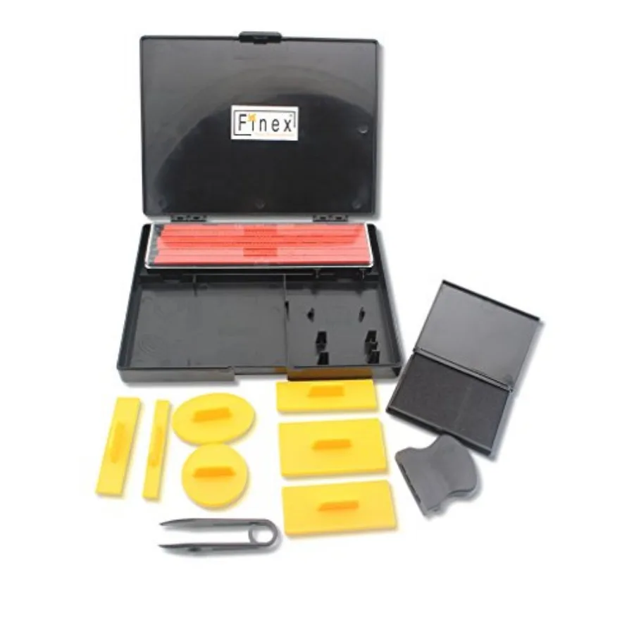 

DIY Rubber Stamp Printing Kit - Easy to use D.I.Y. Create Your Own Stamps Set for Business Craft Hobby School Blue Ink Pad Colo