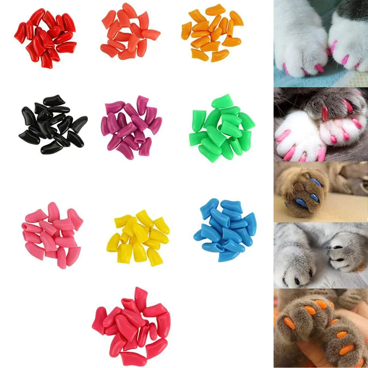 20 قطعة من أغطية أظافر القط مع أداة توزيع الغراء أغطية مخلب راتينج الفينيل الناعم لحماية الأثاث ومنع الخدش #1