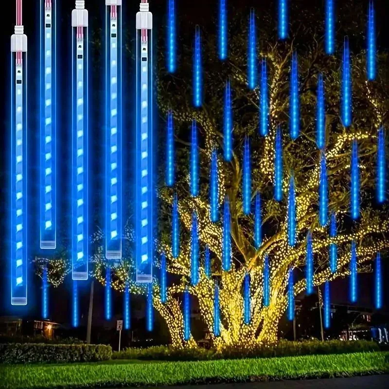 32/24/16/8 Tubes Meteor Shower String Lights Superb LED Christmas Icicle Lamp for Outdoor Garden Street 2025 Holiday Decoration