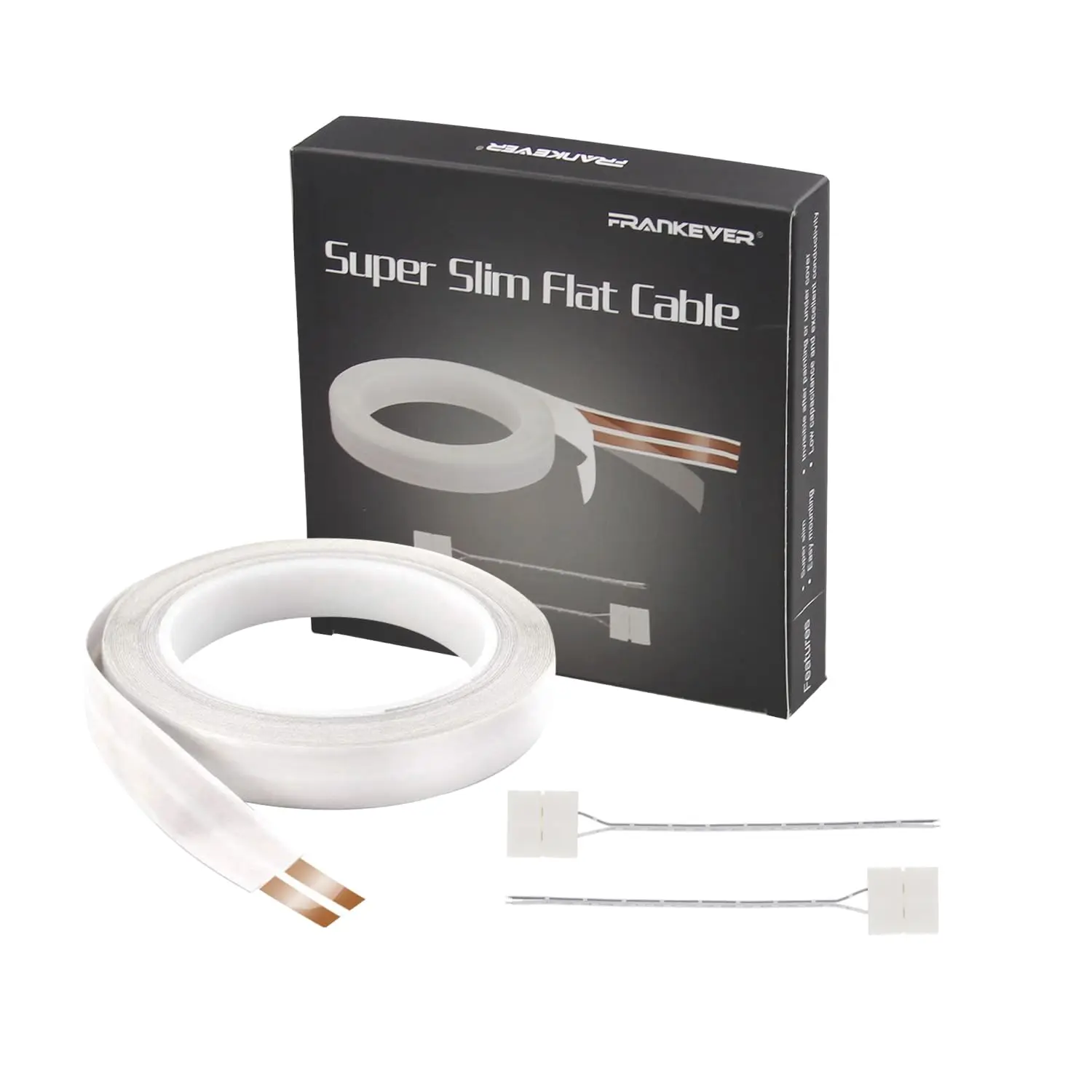 Ultra Flat Wall Adhesive Cable 16/22 Awg 2-Core Wide Pure Copper Led Audio Wire Subwoofer Wires Wall Cable Power Extension Cord