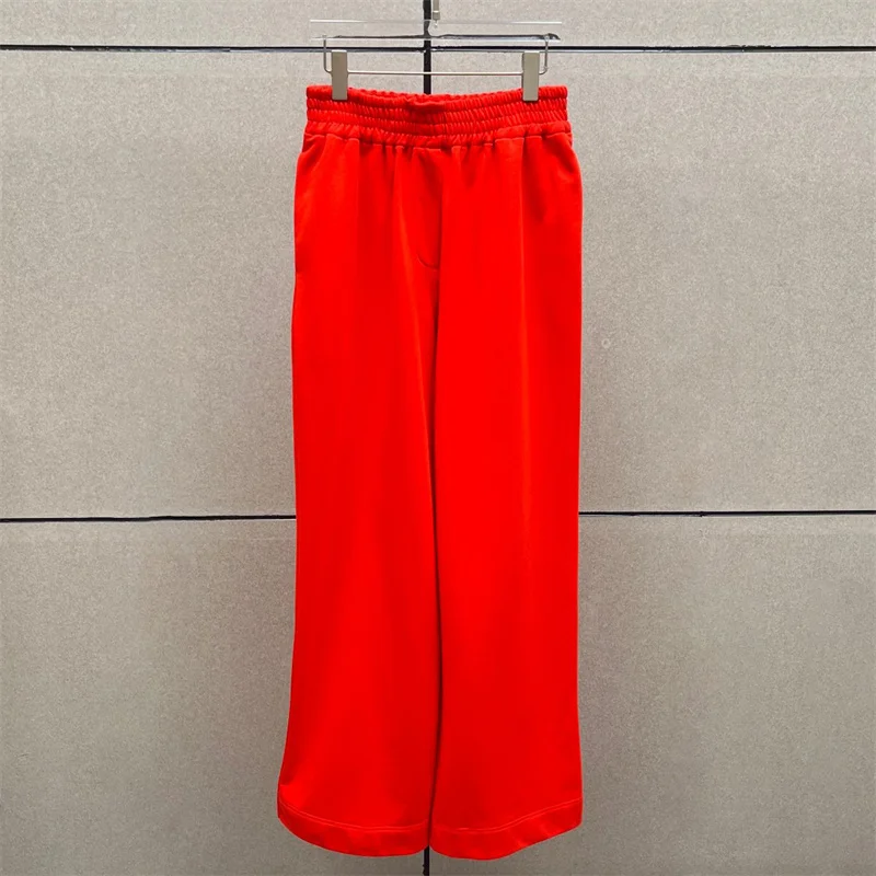 السراويل النسائية 2026 ربيع جديد مطاطا محبوك فضفاض بنطال ذو قصة أرجل واسعة مرونة الخصر القطن الخالص مستقيم الساق السراويل السراويل الرياضية #1