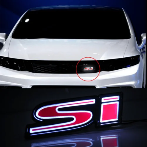 LED Si Racing Emblem Light Car Front Bumper Grille Badge Lamp for CIVIC SPIRIOR Car Accessories Decor