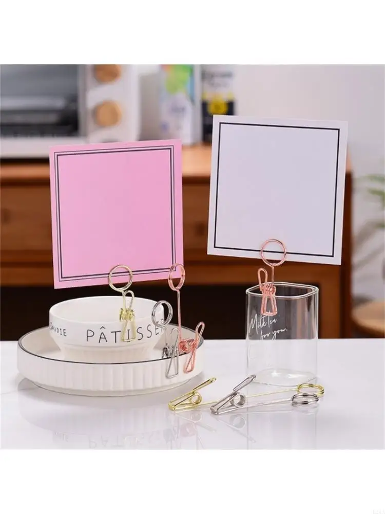 

5Pieces Double Head Metal Name Card Stand with Iron Wire Clip Business Card Display Stand For Meeting Presentation
