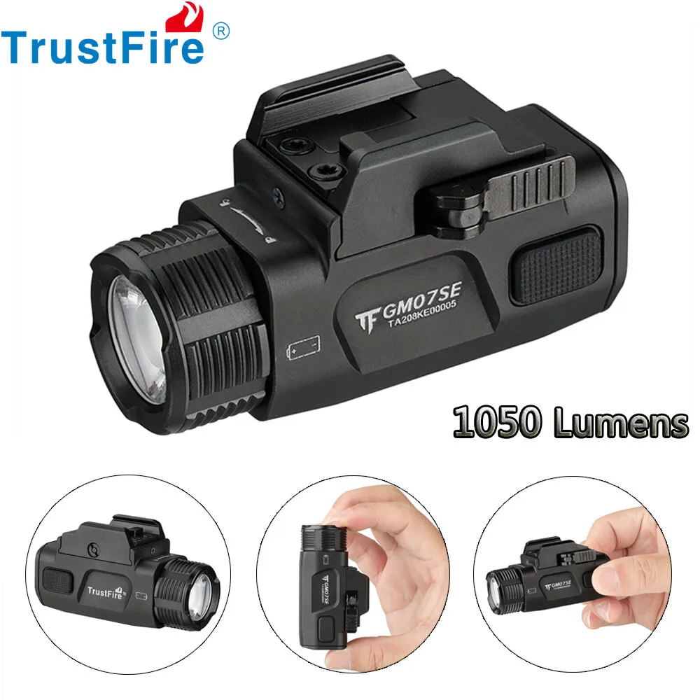 Trustfire GM07-SE Taktische LED-Taschenlampen 1050 Lumen Mini-Pistolenlampe Jagdlampe USB-Aufladbar Schnellverschluss Handfeuerwaffen-1913/GL-Schiene