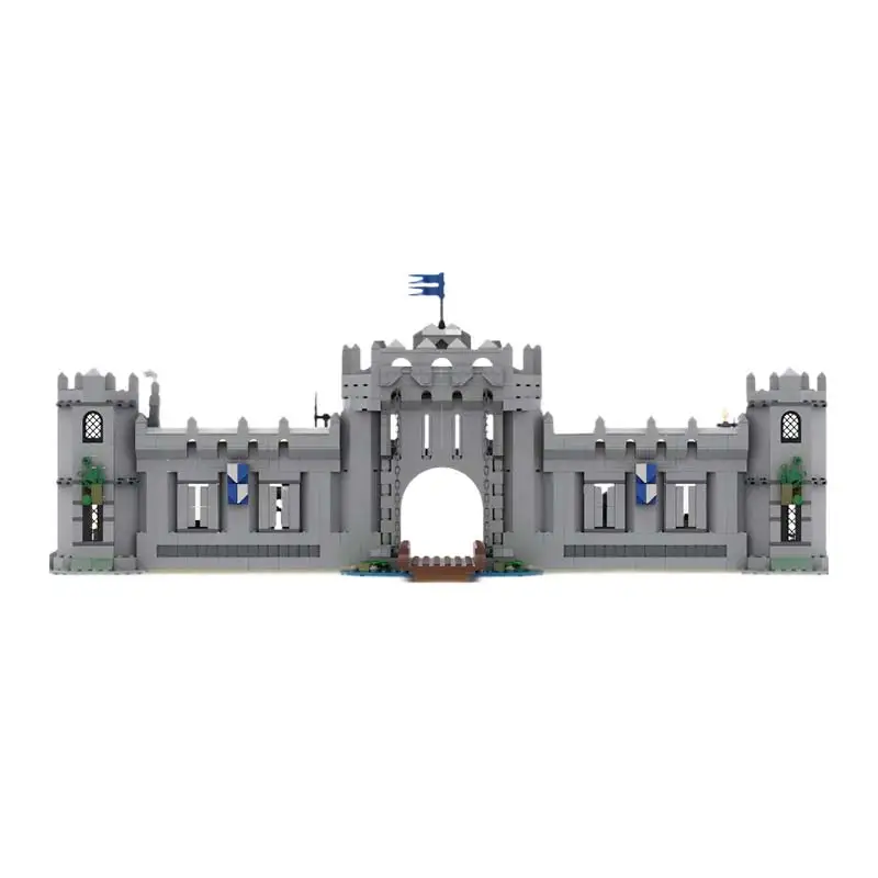 MOC edificios famosos jinete Medieval fortaleza de acero arquitectura de pared de ciudad Modular modelo de bloques de construcción juguetes para niños ladrillos Gif