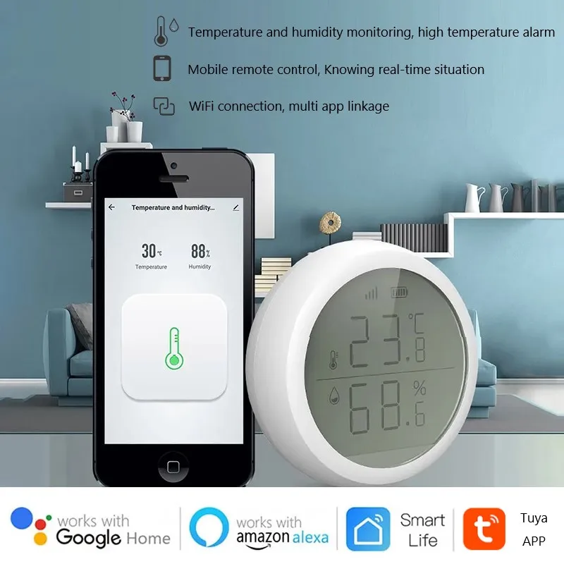 Tuya Wifi Temperature Humidity Sensor With LCD Display Zigbee Thermometer Hygrometer Remote Control Compatible with Smart Life