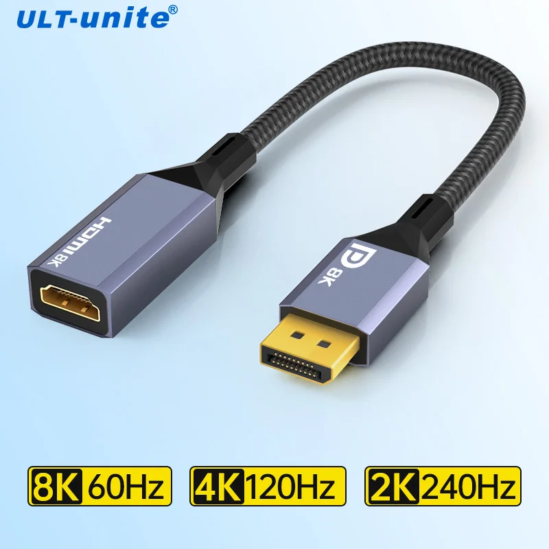 디스플레이 포트 - HDMI 어댑터 8K DP 1.4 - HDMI 2.1 어댑터 수 - 암 8K60HZ 4K120HZ 디스플레이 포트 변환기(Dell Lenovo용)