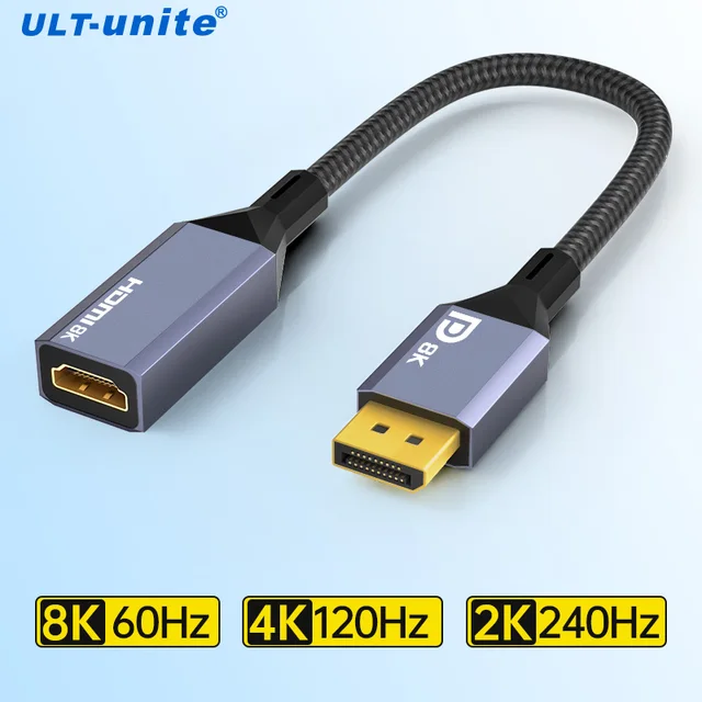 Adapter Displayport na HDMI Adapter 8K DP 1.4 na HDMI Adapter męski na żeński 8K60HZ 4K120HZ Konwerter Display Port dla Dell Lenovo