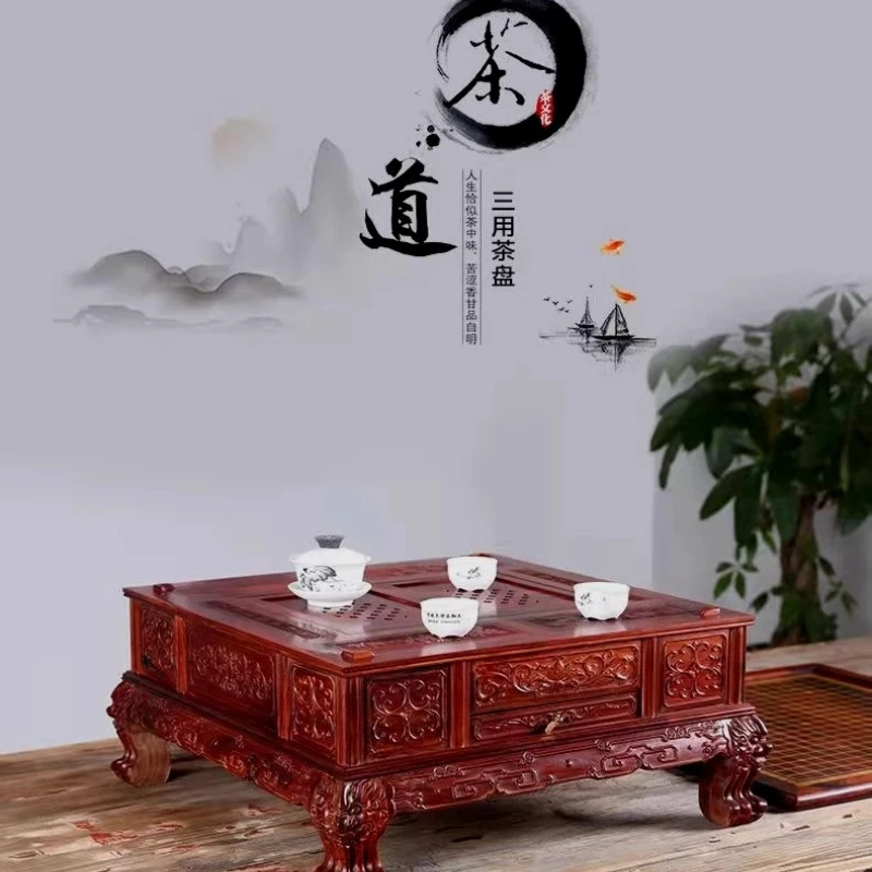 Échiquier à trois usages en palissandre rouge Frande, échiquier explorez ecs chinois Go, bois rétro chinois, table basse, table à thé