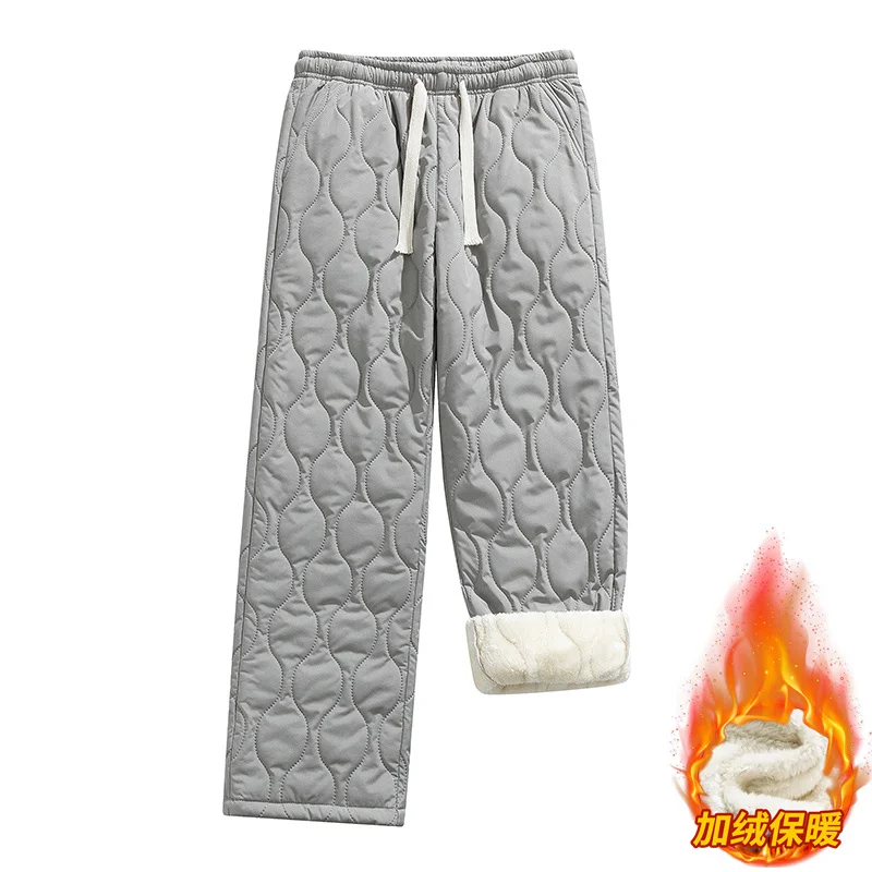 

Winter New Fashionable Solid Color Plush Thick Warm Cotton Pants for Men's Casual Loose Sport Windproof Large Size Pants M-4XL