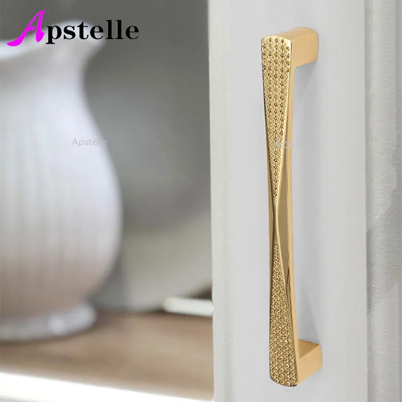 Apstelle Cupboard Cabinet Knob European Fashion Square U Type Gold Drawer Kitchen Hardware Door Dresser Handle