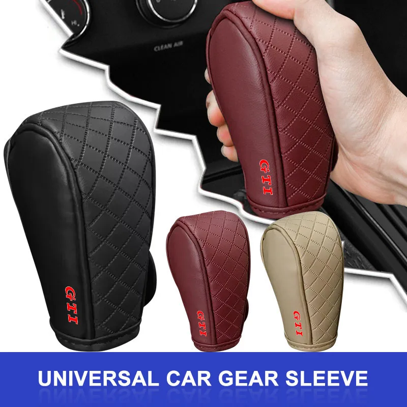 

1Pcs PU Leather Non-slip Wear-resistant Car Shift Handle Cover Emblem For VW GTI CC Golf 6 7 GTI Tiguan Passat B5 B6 B7 Jetta