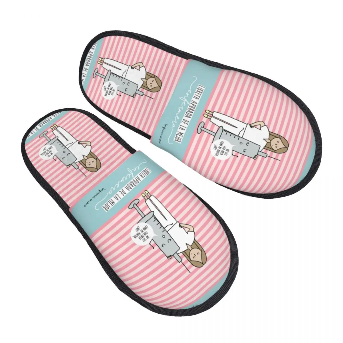 Custom Cartoon Ladies Nurse Doctor Printed House Slippers Women Cozy Memory Foam Slip On Hotel Slipper Shoes