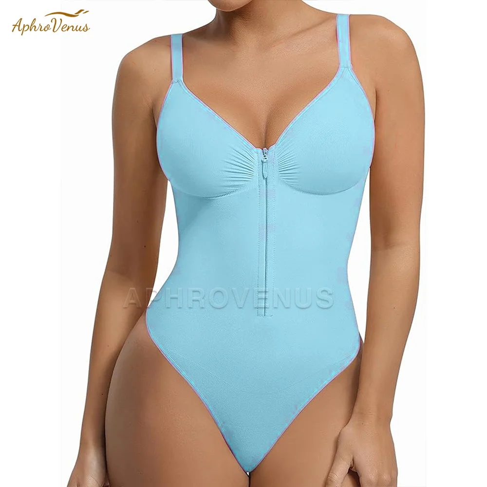 

Женское бесшовное треугольное боди с v-образным вырезом и застежкой-молнией, корректирующее белье с контролем живота и талией, удобное корректирующее белье для всего тела