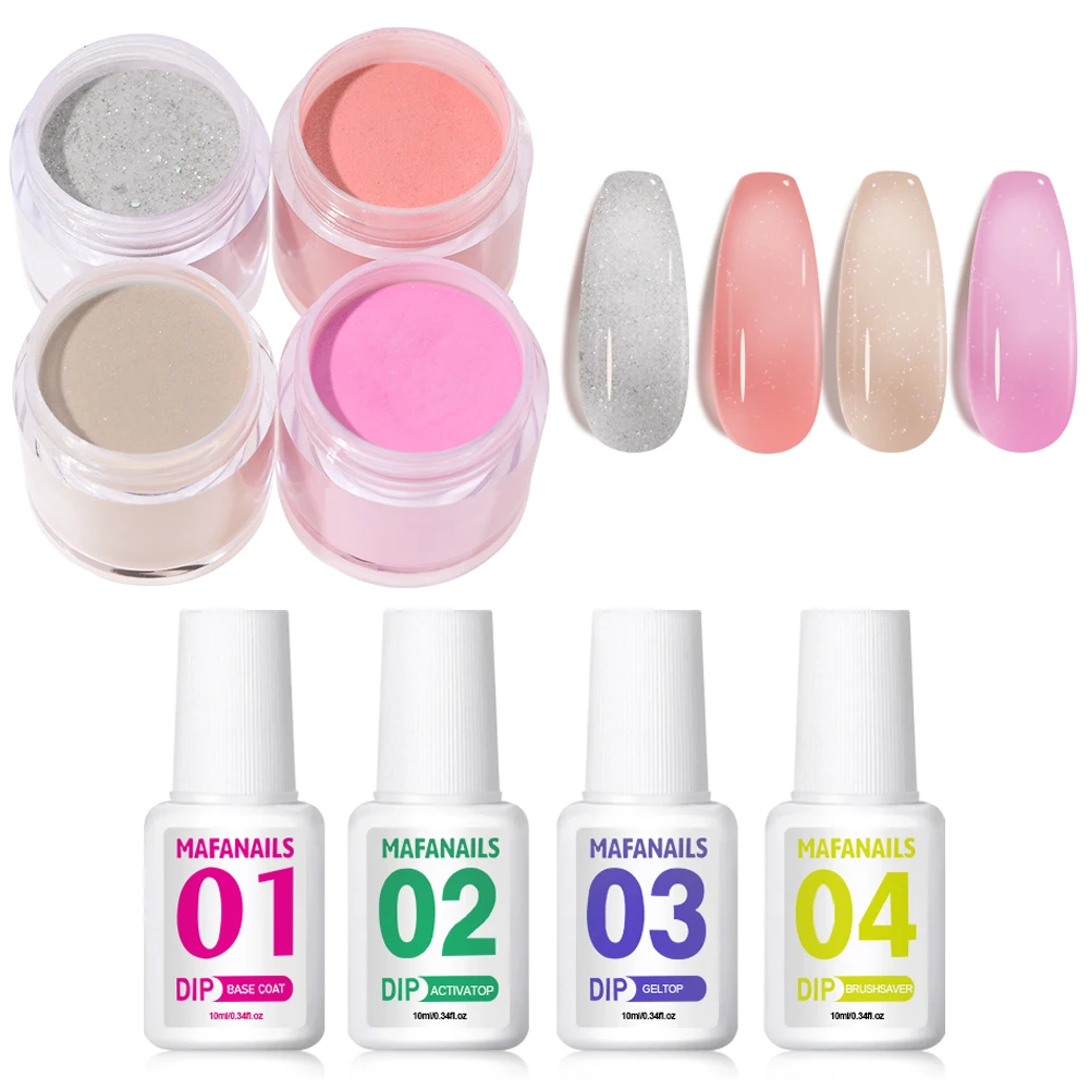 8pcs French Nail Design Dip Powder Liquid Set With Activator Base Top Coat Dipping Powder Brush Saver for Dip Powder Nail Kit ++