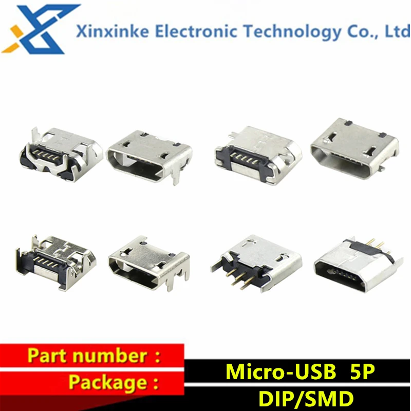 20PCS 5Pin Micro-B SMD Micro USB Connector Female Port Jack Tail Sockect Plug For Cell Phone Data Connector