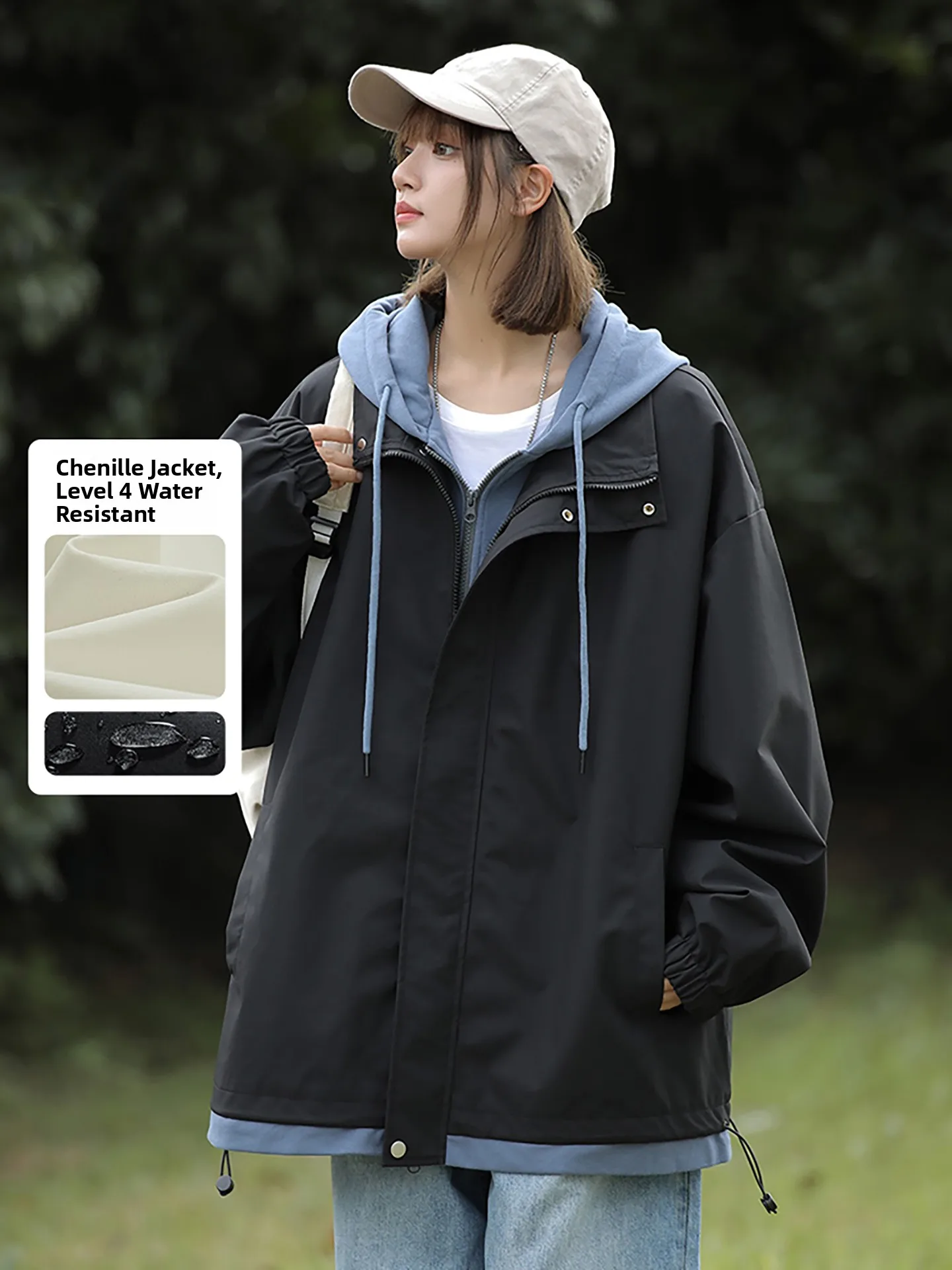 

Waterproof Faionable Hooded Jaet Women's Spring Autumn Trendy Outerwear Casual Sle Polyester Nylon Cosite Fiber