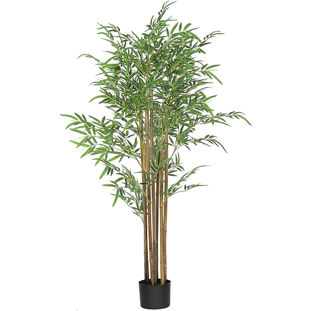 YOLEO Artificial Bamboo Tree 5FT Tall Faux Silk Plant for Home Office Indoor Outdoor Decor Fake Bamboo Tree with Lifelike Leaves