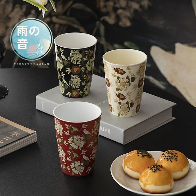 

Retro Chinese Cercs Tea Cup Red Pomeanate Elephant Pattern Gongfu Tea Set Cola Cup Personal Office Water Cup Household