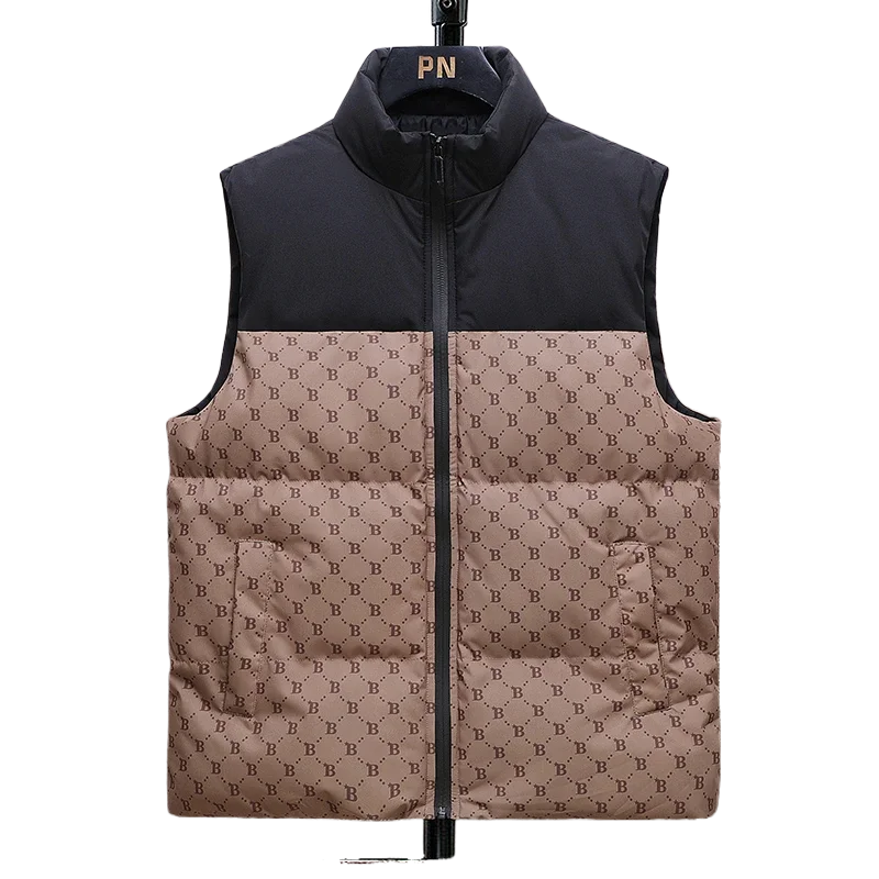 

New Men Cotton Vests Autumn Winter Thickened Warm Shoulder Vest Loose Fit Stand Collar Jacket Casual Outerwear Trendy Men Coats
