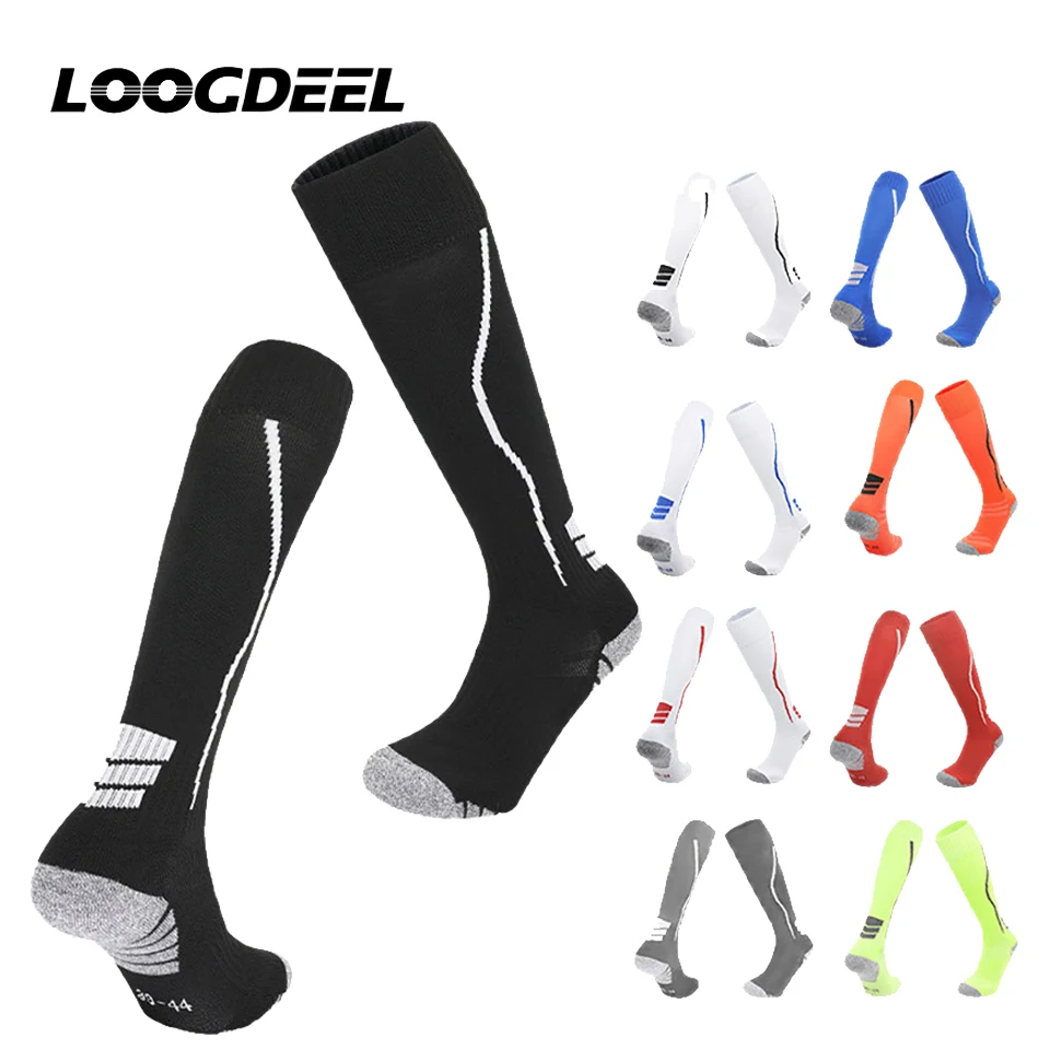 

Футбольные носки Loogdeel, длинные трубки для молодежи и взрослых, профессиональные соревнования, впитывающие пот и износостойкие, противоскользящие, спортивные