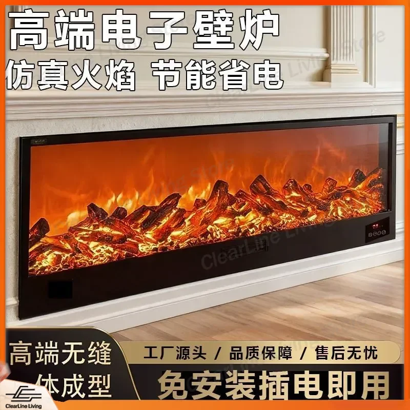 for Household Electronic Fireplace LED Simulation Flame Villa European Fireplace Embedded Decorative Cabinet Heater