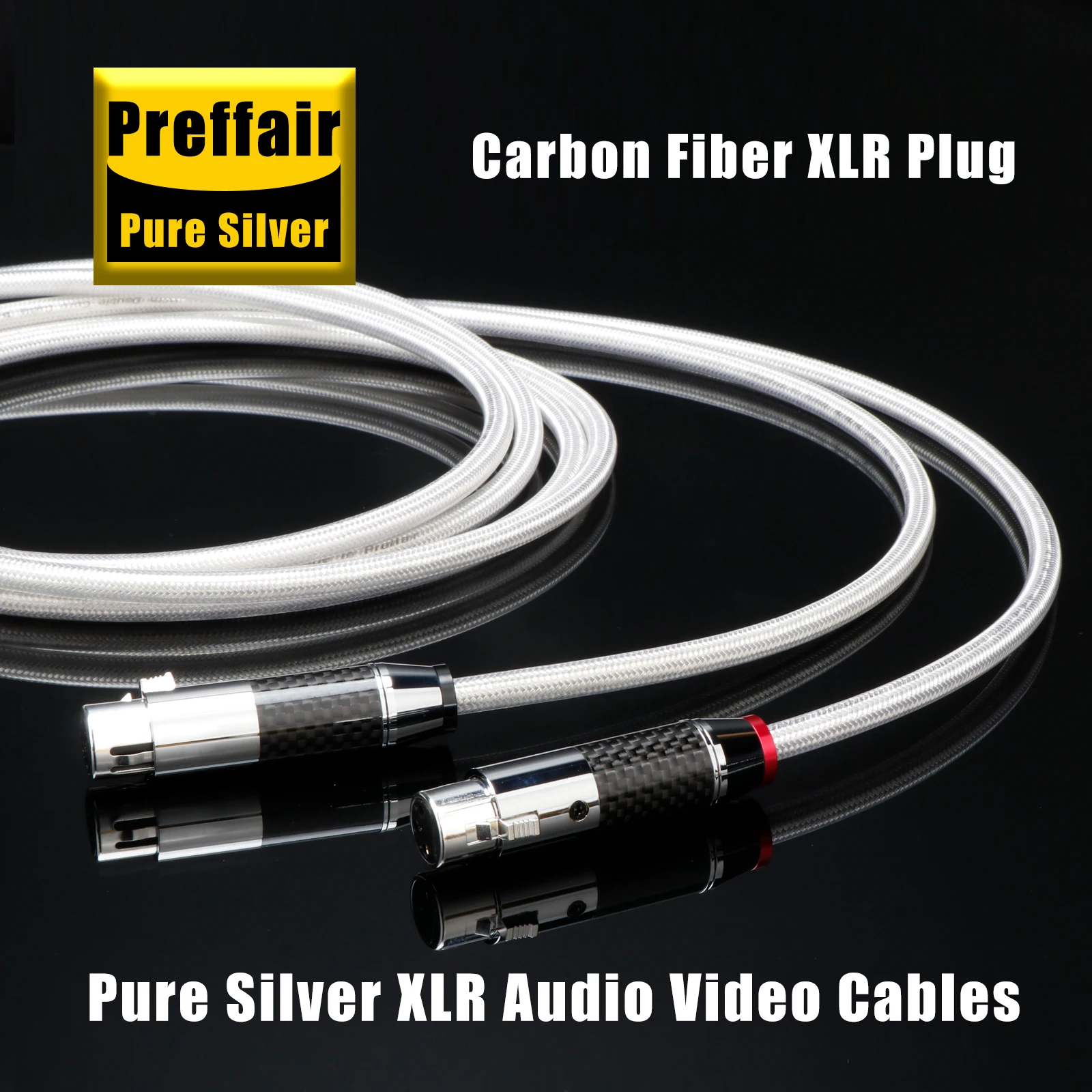 كابل ألياف الكربون الفضي النقي PREFFAIR ، كابل RCA إلى XLR ، ربط الصوت ، نواة الفضة النقية PSS الصلبة ، X451