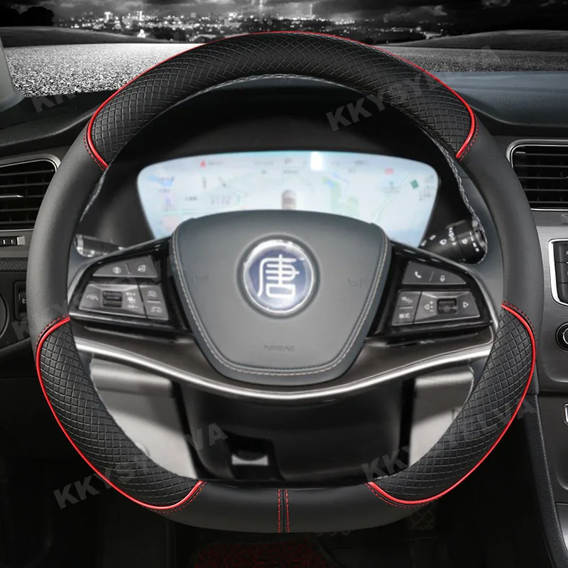 For BYD Tang EV DMP DMI BYD Han EV 2021 2022 2023 Microfiber Leather Sport D Shape Car Steering Wheel Cover Auto Accessories