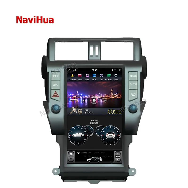 Navihua Vertical 13.6 INCH Screen Car Radio Car Stereo DVD  Player For Toyota Prado 150 2014-2017 with Built-in Apple Car Play