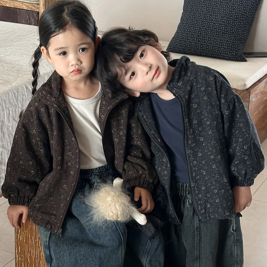 

Пальто с маленьким цветком в лесном стиле, куртка на молнии в стиле ретро, для отдыха, с длинными рукавами и принтом, теплая, удобная, модная, мягкая, милая, хлопковая