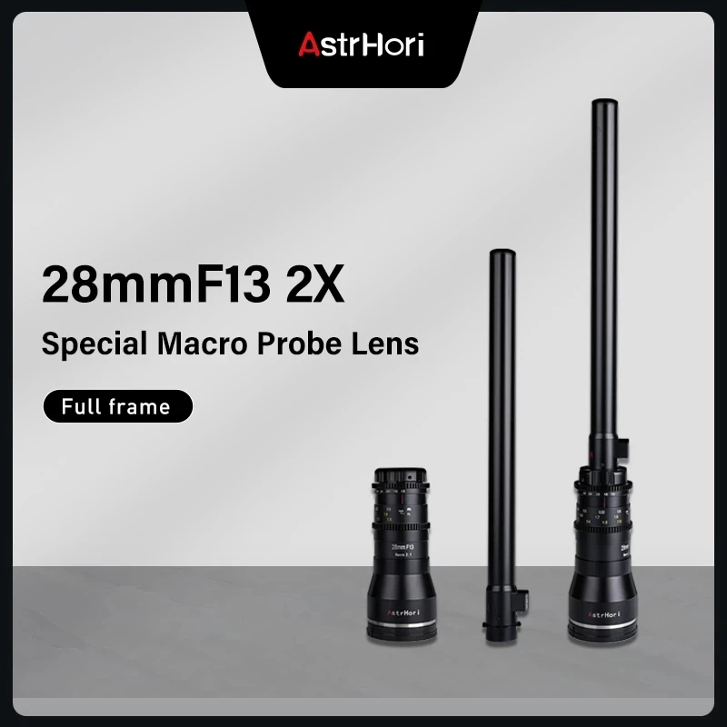 AstrHori 28mm F13 2x Macro Probe Lens Full Frame Specialty Lens Built-In Ring Light Compatible with a variety of mounts