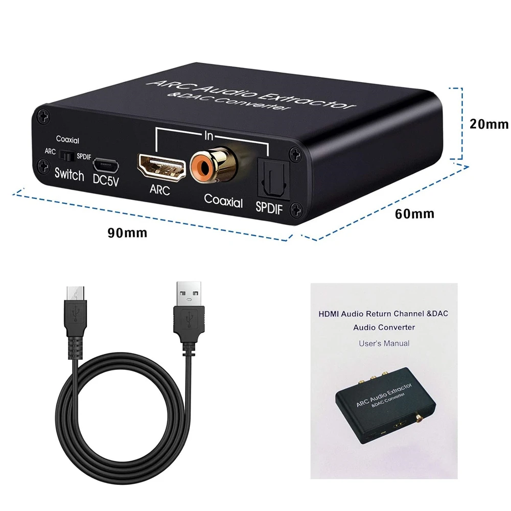192KHz HDMI ARC Audio Extractor HDMI ARC zu koaxialen optischen Toslink Digital SPDIF Switch 3,5mm AUX Analog Audio Return Channel – Detail 21