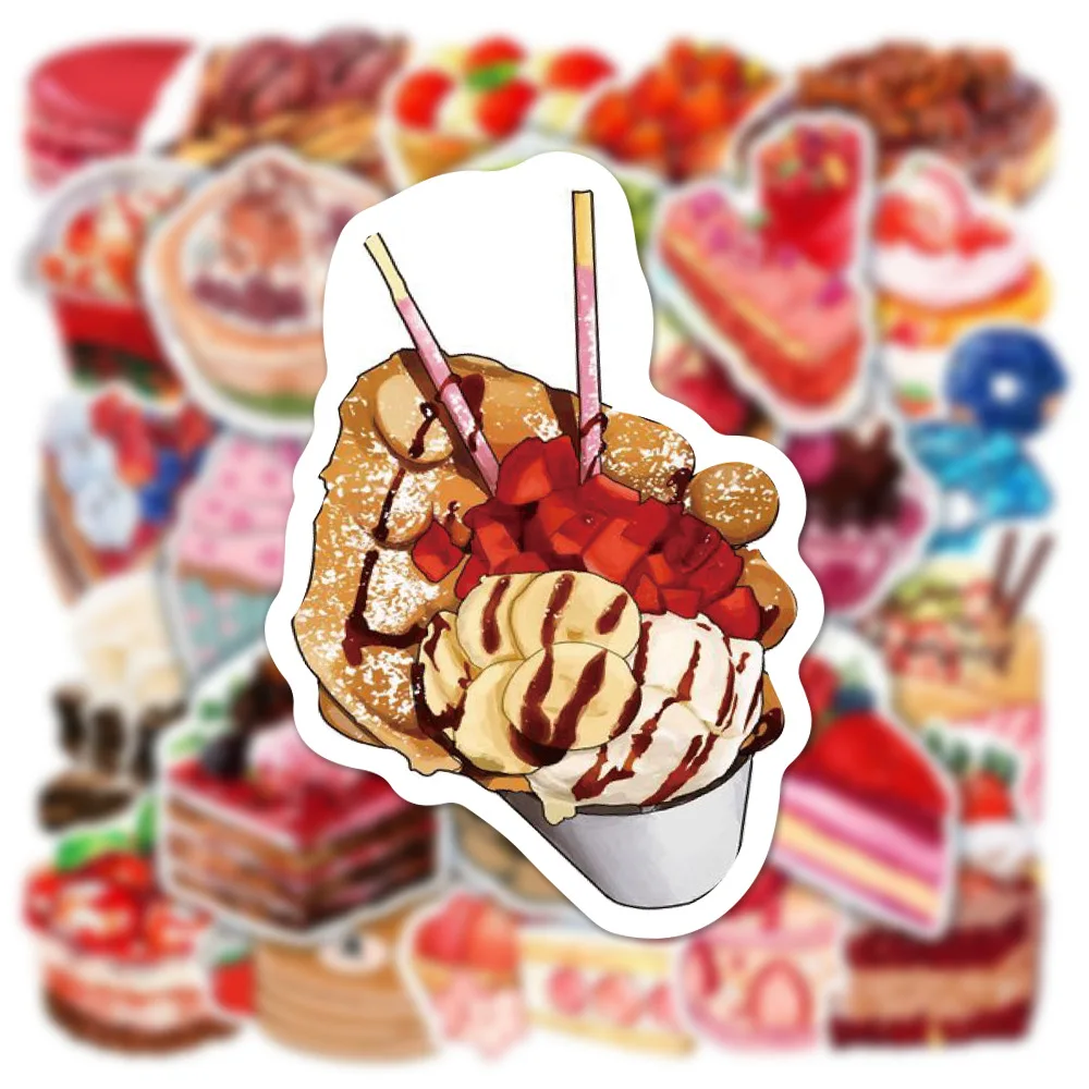 

50PCS Cute Strawberry Dessert Cake Stickers INS Decoration Suitcase Scrapbooking Phone Laptop Stationery Kids Toys Gifts Sticker