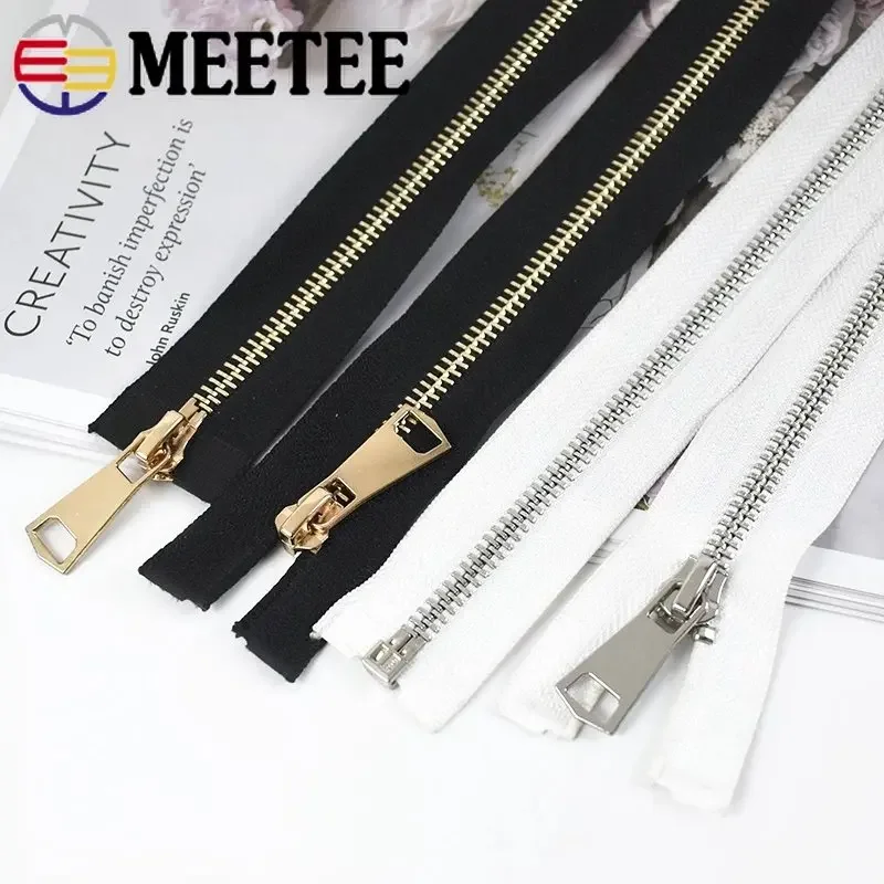 Meetee 5# 60-150cm Metal Zipper Open End Single/Double Sliders Long Zippers Clothes Down Jacket Coat Zip DIY Sewing Accessories