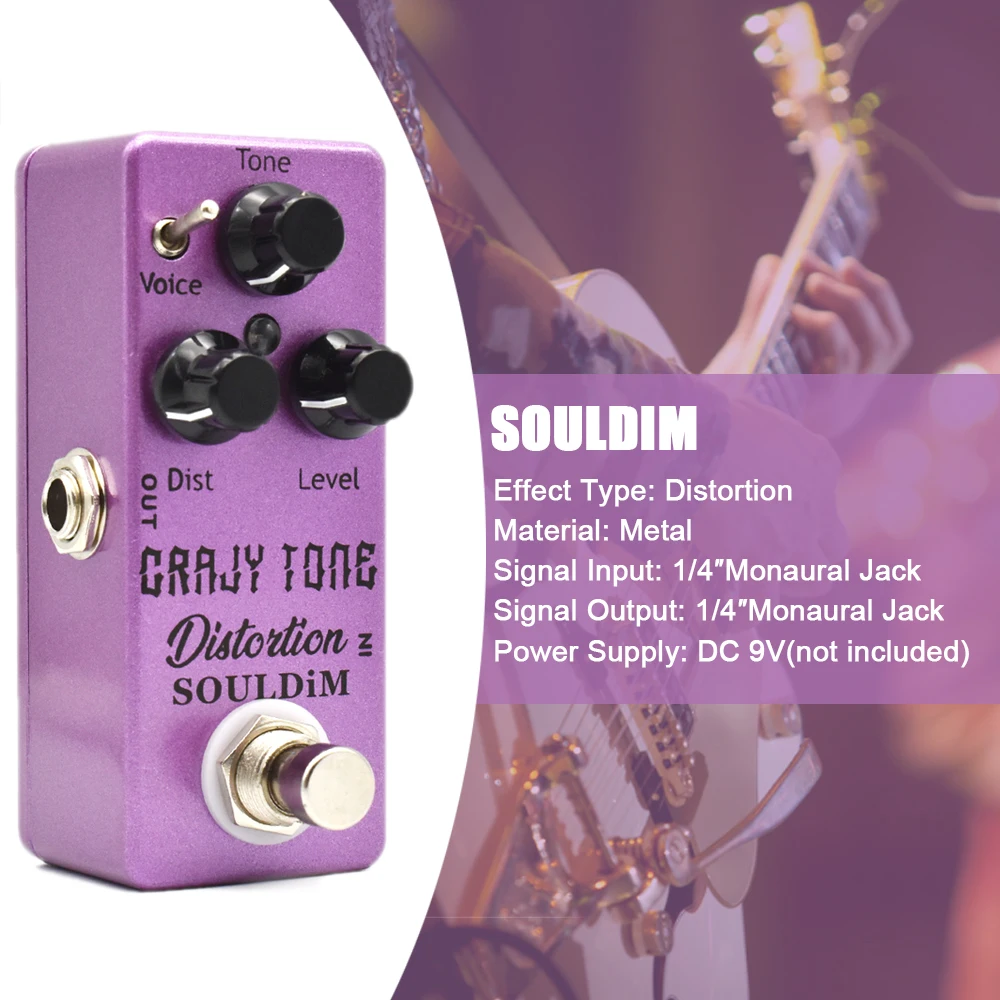 SoulDiM CRAZY TONE Distortion Mini Guitar Single Effect Pedal True Bypass Guitar Parts & Accessories