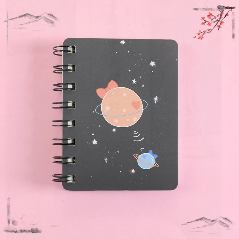 1 Pcs Planet Flip Coil Book Student Portable Pocket Notebooks Mini Notebook A7 Mini Notes School Supplies Office Stationery