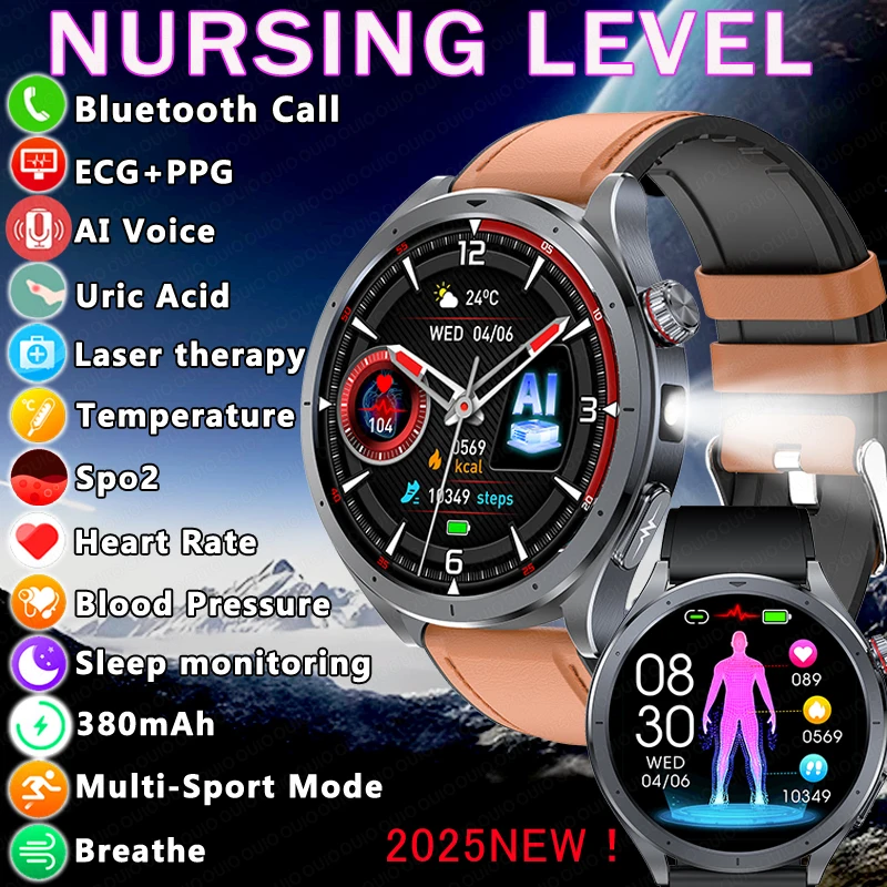 

2025New Professional Health Care Uric acid Blood lipids SmartWatch Men ECG Blood pressure Body analysis AI Voice Call Smartwatch