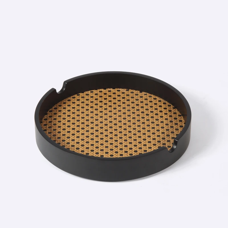 

Coffee Tray Factory Manufacture Bandeja De Madera Various Wooden Round Shape Rattan Wood Serving Tray