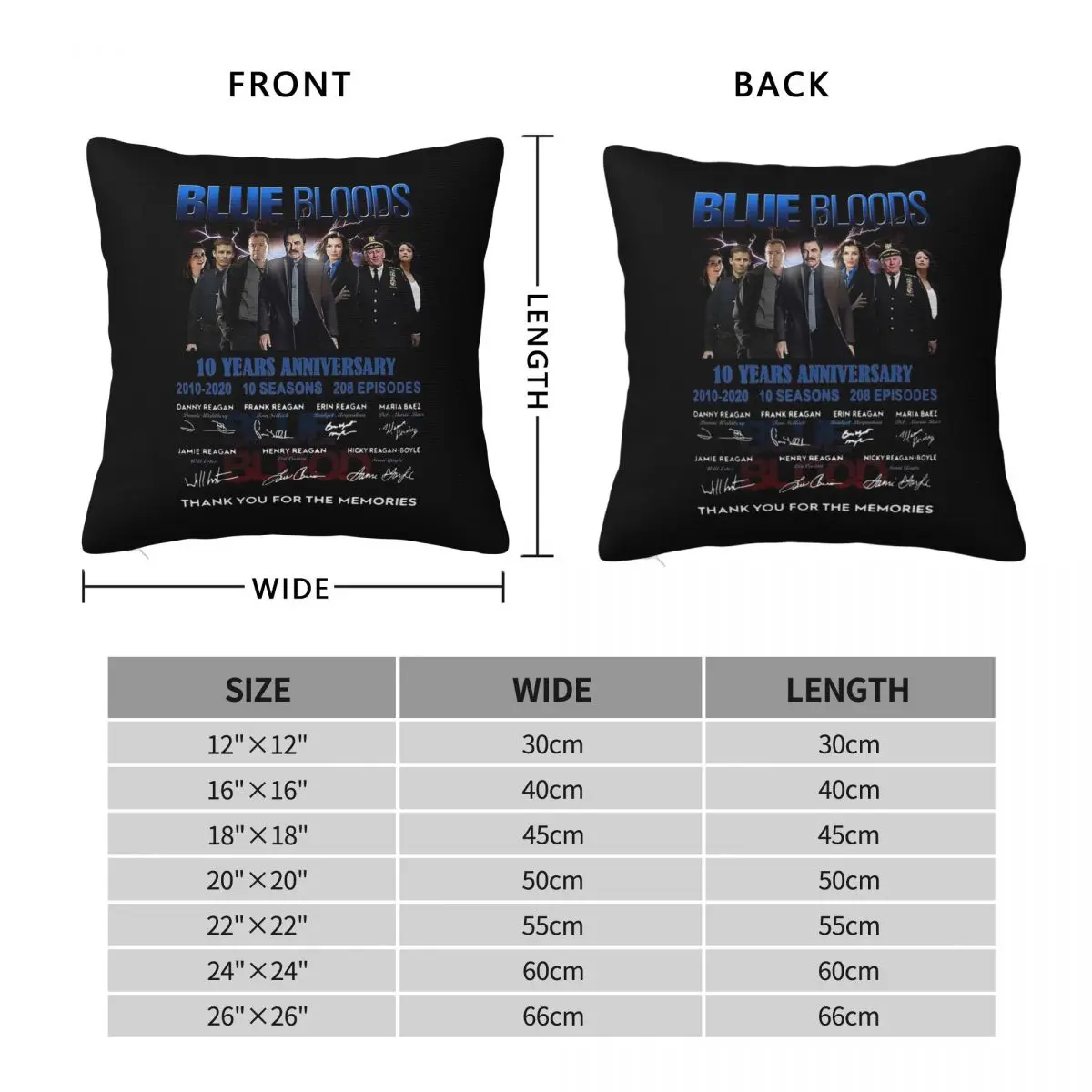 Blue Bloods 10 Years All Cast Square Pillowcase Polyester Linen Velvet Printed Decorative Throw Pillow Case Cushion Cover 45x45